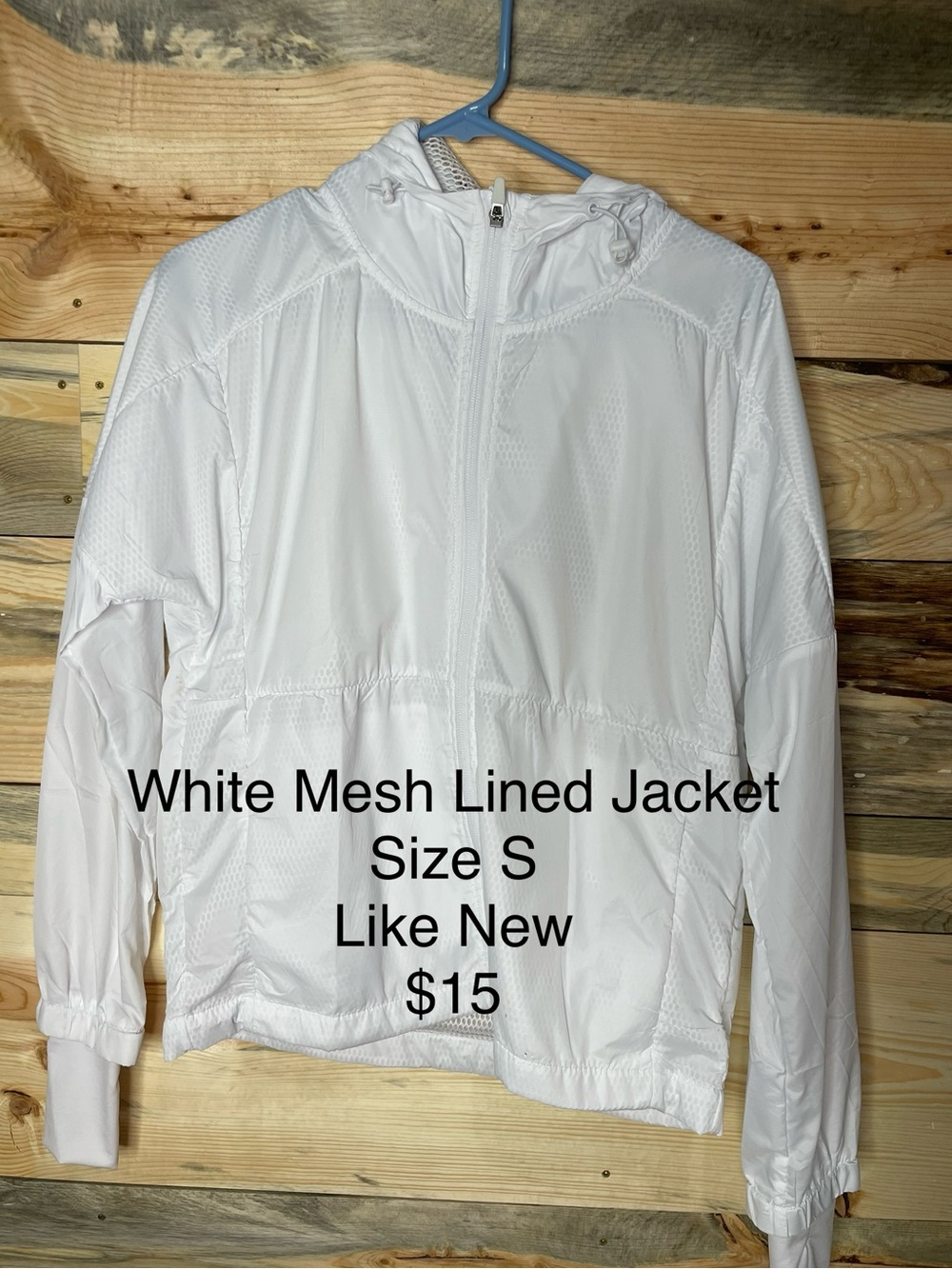 White Mesh-Lined Women's Jacket with Hood - Small